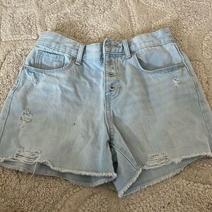 Light blue wash jean shorts